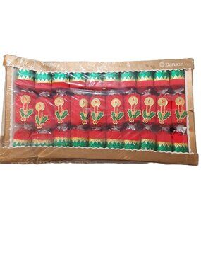 Vintage NOS Box of Christmas Crackers Danson England Crepe Paper Novelty Toy